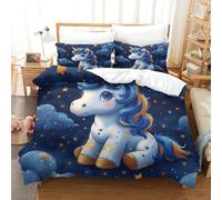 TNFHSOFT 3D Kawaii La Licorne Housse De Couette,Star du Dessin animé De Couette Douce Parure De Lit,Microfibre Hypoallergique Literie en,pour Adultes Enfants King(220x240cm)