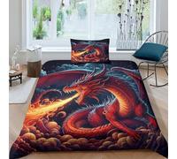 TNFHSOFT 3D Le Dragon Housse De Couette,Star du De Couette Douce Parure De Lit,Microfibre Hypoallergique Literie en,pour Adultes Enfants Single（135x200cm）