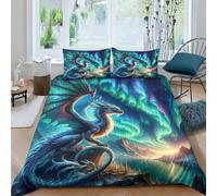 TNFHSOFT 3D Le Dragon Volant Housse De Couette, Housse De Couette Douce Parure De Lit,Microfibre Hypoallergique Literie en,pour Adultes Enfants Double（200x200cm）