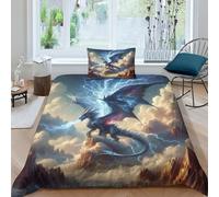 TNFHSOFT 3D Le Dragon Volant Housse De Couette,Les Stars du De Couette Douce Parure De Lit,Microfibre Hypoallergique Literie en,pour Adultes Enfants Single（135x200cm）