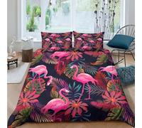 TNFHSOFT Flamants Roses 3 Pièces Team De Lit Sets, Parure De Lit pour avec Imprimé Coton/Polyester 3 Pièces 1 Housse De Couette + 2 Taies d'oreiller Double（200x200cm）