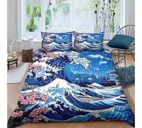 TNFHSOFT Fluctuations Housse De Couette 3D Parure De Lit Motif,JaponaisEnfants Housse De Couette Et Taies d'oreiller Microfibre Douce pour Adultes Enfants Adolescents 3pcs Double（200x200cm）