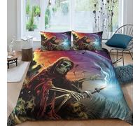 TNFHSOFT Heavy Metal Housse De Couette Imprimée 3 Pièces en 3D Housse De Couette avec Fermeture À Glissière pour Enfants, Garçons Et Adolescents, en Microfibre Double（200x200cm）