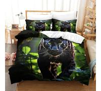 TNFHSOFT Housse De Couette 3D La Panthère Noire,Animaux Literie Et Taie d'oreiller en Microfibre,3 Pièces,Parure De Lit en pour Adultes Adolescent Enfants King（220x240cm）