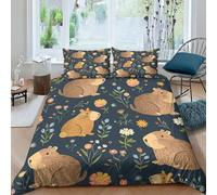TNFHSOFT Housse De Couette 3D Le Capybara, Literie Et Taie d'oreiller en Microfibre,3 Pièces,Parure De Lit en pour Adultes Enfants,Cadeaux pour Les Enfants, Double（200x200cm）