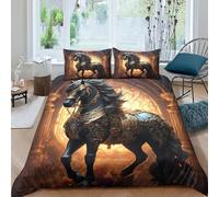 TNFHSOFT Housse De Couette 3D Le Cheval, Literie Et Taie d'oreiller en Microfibre,3 Pièces,Parure De Lit en pour Adultes Enfants,Cadeaux pour Les Enfants Animaux, Double（200x200cm）
