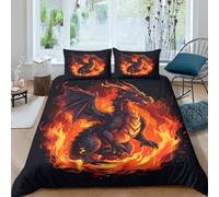 TNFHSOFT Housse De Couette 3D Le Dragon Volant, Literie Et Taie d'oreiller en Microfibre,3 Pièces,Parure De Lit en pour Adultes Enfants,Cadeaux pour Les Enfants, Double(200x200cm)