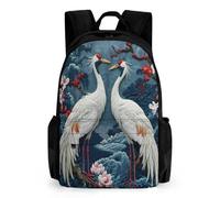 TNFHSOFT Japanese Grue blanche Cartables D'école Imprimés En 3D Sacs À Dos Pour Enfants Sac D'école Pour Garçons Filles Élémentaire Et Moyen 42x30.5cm