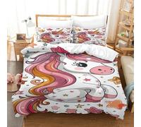 TNFHSOFT La Licorne 3 Pièces Ensemble Housse De Couette 3DPersonnage De Dessin animé Couette Housse De Couette, Ultra Doux Microfibre Hypoallergénique Single（140x200cm）