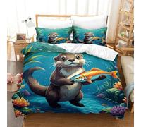 TNFHSOFT La Loutre Parure De Lit 3 Pièces 1x Housse De Couette Et 2 Taies, Bedding Microfibre Ensemble De Draps () -King(220x240cm)