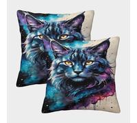 TNFHSOFT Le Chat Artistique Housse De Coussin Ensemble De 2 Print Housse De Coussin Décorative Confort Et Douceur Garantis Housse De Coussin pour Canapé 50x50cm