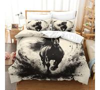 TNFHSOFT Le Cheval 3D Parure De Lit Housse De Couette,Programme pour Enfants Housse Couette 3pcs pour Adultes Et Enfants Microfibre Douce Single（140x200cm）