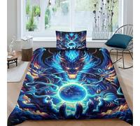 TNFHSOFT Le Dragon Ensembles De Literie Imprimés en 3D De Couette Taie Home Cosy Ensemble De Literie 3 Pièces Housse De Couette Single（135x200cm）
