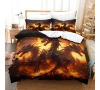 TNFHSOFT Le Dragon Volant Ensembles De Literie 3D pour Enfants Décoration Couette 3 Pièces avec Fermeture À Glissière Ensembles De Couette en Microfibre King（220x240cm）