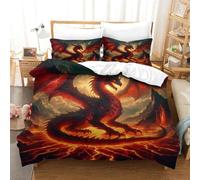 TNFHSOFT Le Dragon Volant Housse De Couette 3D Parure De Lit Motif, Enfants Housse De Couette Et Taies d'oreiller Microfibre Douce pour Adultes Enfants Adolescents 3pcs King（220x240cm）