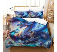 TNFHSOFT Le Dragon Volant Housse De Couette À Motif, 3 Pièces Ensemble De Parure 100% Microfibre Douce Et Agréable King（220x240cm）