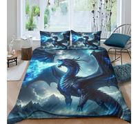 TNFHSOFT Le Dragon Volant Sets De Housses De Couettes 3D, Ensemble De Literie avec Housses De Couettes Et Assortie Taie d'oreiller, pour Lit Double（200x200cm）