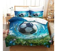 TNFHSOFT Le Sport du Le Sport du Football - Sport Ensembles De Literie 3D pour Enfants Décoration Couette 3 Pièces avec Fermeture À Glissière Ensembles De Couette en Microfibre Super King（260x220cm）