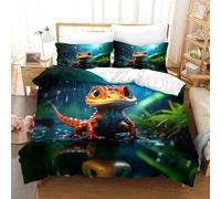 TNFHSOFT Mode Unique Sets Housse De Couettes Imprimée Le Lézard 3D,Parure De Lit Douce en Microfibre Hypoallergique avec Les Stars du Adultes Adolescents Enfants,