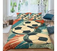 TNFHSOFT Mode Unique Sets Housse De Couettes Imprimée Le Sport du Football 3D 2 Pièces Style Nordique Dessin animé Housse De Couette en Microfibre Convient Aux Ados Et Adulte Double（200x200cm）