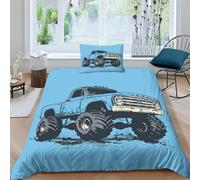 TNFHSOFT Monster Truck-Themed Housse De Couette Trois Pièces Ensemble De Literie 3D Housse De Couette Hypoallergénique Microfibre Housse De Couette avec Taie d'oreiller Lit Single(135x200cm)
