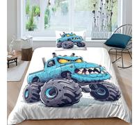 TNFHSOFT Monster Truck-Themed Parure De Lit Adulte Housse De Couette 3D Impression Literie Microfibre Housse De Couette avec Taie d'oreiller Housses De Couettes Single(135x200cm)