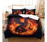 TNFHSOFT Parure De Lit Le Dragon Volant Motif,Housse De Couette avec Taies d'oreiller 3D Les Stars du Imprimé Literie en Microfibre,pour Garçons Filles King（220x240cm）