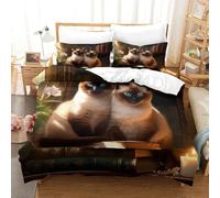 TNFHSOFT Parure De Lit Siamois Le Chat Motif,Housse De Couette avec Taies d'oreiller 3D Star du Imprimé Literie en Microfibre,pour Garçons Filles King（220x240cm）