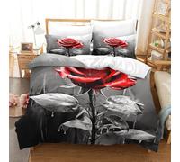 TNFHSOFT Pink Les Roses Housse De Couette, Parure De Lit 3 Pièces Single（140x200cm）, Sets De Housses De, Ensemble De Literie avec Taie d'oreiller