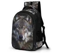 TNFHSOFT Sac À Dos Le Loup Léger Sac A Dos Scolaire Dessin Wild Animaux Pour Adolescents CArtable Filles Voyage Collège Randonnée Loisir,Cadeau Pour Enfants