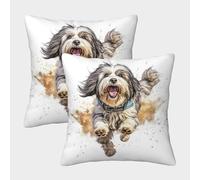 TNFHSOFT Terrier tibétain Housse De Coussin Ensemble De 2 Print pour Chambre, Canapé, Chaise, Lit,Jardin Confort Et Douceur Garantis Housses De Coussin Lavables en Machine 50x50cm