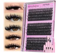 TNFVLONEINS Wispy - Kit d'extension de cils à picots - Recourbe-cils individuels, extensions de cils souples - 10 à 16 mm - 3 styles)