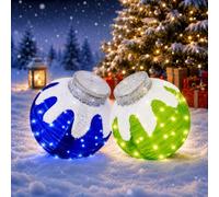 Tngan Lot de 2 décorations de Noël d'extérieur - Boule de Noël pop-up lumineuse avec 160 lumières LED, 8 fonctions de lumière, décorations de Noël lumineuses et pliables pour cour, terrasse, maison