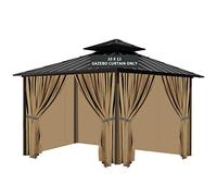 Tngan Rideaux d'intimité universels imperméables pour tonnelle, 3 x 3,6 m, Rideaux latéraux avec Fermeture éclair pour terrasse, Jardin et arrière-Cour (Rideaux Uniquement, 3 x 3,6 m, Marron)