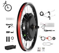 TNGBXR Roue avant E Bike, kit de conversion de vélo électrique avec affichage LED, sac de rangement pour le régulateur et 2 guidons, pour la roue avant des deux roues