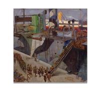 TNGHHSGA Embarquement Des Troupes AméRicaines Portrait RéAliste Et ScèNes De Guerre De John Lavery - Art Irlandais Sur Toile Pour DéCoration Murale 70x70cm Sans cadre