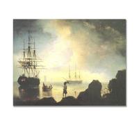 TNGHHSGA PêCheurs à TerreIvan Aivazovsky Tableau Marin sur Toile, Peinture Classique de la Mer70x91cm Sans cadre