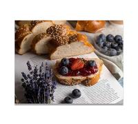 TNGHHSGA Petit-DéJeuner Sain Fruit Frais & Paysage Photo Réelle - Toile Imprimée Dynamique pour Décoration Murale 60x78cm Sans cadre