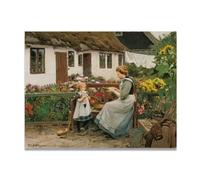 TNGHHSGA Sur Le Banc Du JardinHans Andersen Brendekilde Reproduction d'Art sur Toile Vintage30x39cm Sans cadre