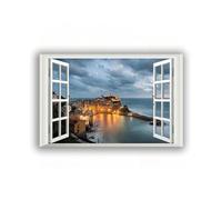 TNGHHSGA Tableau mural avec vue sur la mer - Paysage urbain, bord de mer - Peinture naturelle imprimée sur toile - Décoration murale pour chambre à coucher, maison - 80 x 120 cm - Sans cadre