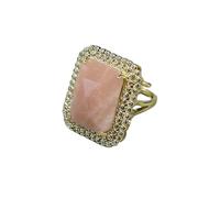 TNGNMGVSJ Bagues rectangulaires en pierre de soleil véritable plaquées or, bagues pavées en, réglables, à la mode, bijoux de fête, cadeaux for femmes