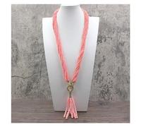 TNGNMGVSJ Bijoux 8 rangées 4mm rose corail Muti lignes collier pendentif corail pendentif boucles d'oreilles ensembles for femmes bijoux cadeaux(Necklace)