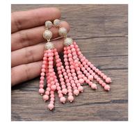 TNGNMGVSJ Bijoux 8 rangées 4mm rose corail Muti lignes collier pendentif corail pendentif boucles d'oreilles ensembles for femmes bijoux cadeaux(Earrings)