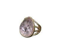 TNGNMGVSJ Bijoux véritables pierres précieuses améthyste violette à facettes en forme de trillion, bague en forme de larme, anneaux plaqués or réglables for cadeaux for dames