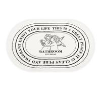 TNHINA Tapis de salle de bain, doux, antidérapant, absorbant, lavable en machine, motif ange mignon pour sol de salle de bain, 50,8 x 81,3 cm, noir et blanc (angle baby-A)