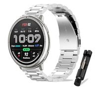 Tnhsvp Métal Bracelets Compatibles avec Amazfit Active 3 Premium/Active 2/2 Square/Active/GTS 4/GTS 3/GTS 2/GTS/Garmin Vivoactive 5, 20mm Réglable Bracelet de Rechange en Acier Inoxydable. (silver)