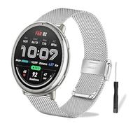 Tnhsvp Métal Bracelets Compatibles avec Amazfit Active 3 Premium/Active 2/2 Square/Active/GTS 4/GTS 3/GTS 2/GTS/Garmin Vivoactive 5, 20mm Réglable Bracelet de Rechange en Acier Inoxydable. (silver)