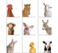 TNKBREEZE 9 pièces Animaux de la ferme Art mural Impressions Vache Silence Peintures Photos Décoration Murale 20 cm x 25 cm Poster Décoration sans Cadre pour Bureau Chambre Maison Cuisine
