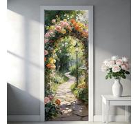 TNKBREEZE Lot de 2 autocollants de porte vintage - Motif fleurs - Pour chambre à coucher, cafés, jardin, armoire - Réfrigérateur - Meubles - Décoration - Paysage forestier