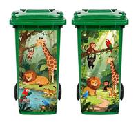 TNKBREEZE Lot de 2 autocollants en PVC pour poubelles maison, hôtels, parcs, poubelles, grands animaux, décoration murale pour réfrigérateur, bureau et porte, jaune et vert